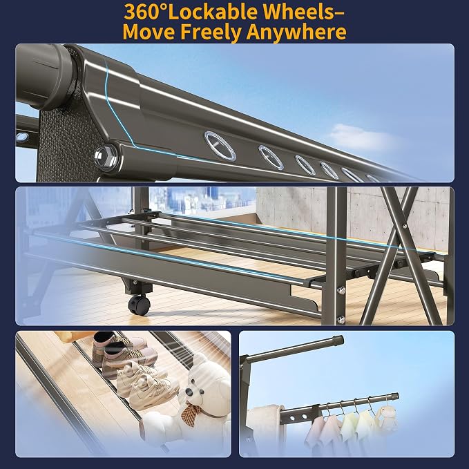 Heavy Duty Rolling Clothing Rack - Image 6