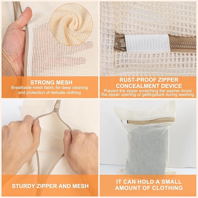 4 Piece Small, Durable Organic Cotton Mesh Laundry Bag - Image 5