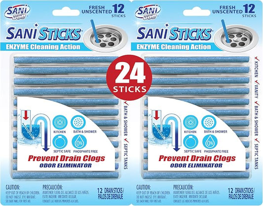SANI 360° Sani Sticks Drain Cleaner and Deodorizer, Unscented Enzyme Pipe by SANI360%C2%B0