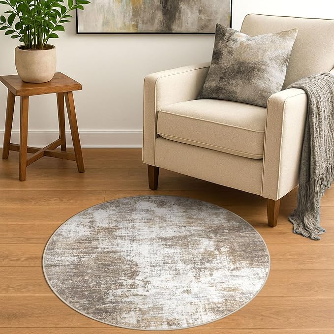 IOHOUZE Round Area Rug 3 Ft Circle Entryway Rugs Round Washable Door Mat Indoor - Image 2
