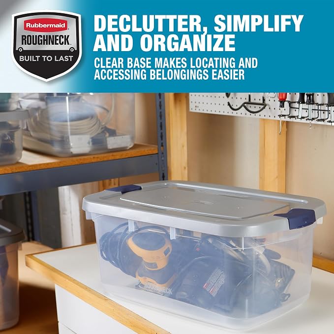 Rubbermaid Roughneck Clear 50 Qt/12 Gal Storage Containers, Visible Base - Image 6