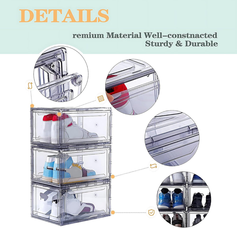 12 Pack Acrylic Clear Shoe Boxes– Ultra Clear Plastic Stackable Sneaker Stora...