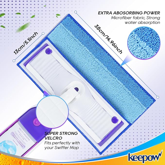 Reusable Mop Pads for Swiffer PowerMop, 5 Pack Microfiber Mop Pad Refills - Image 3