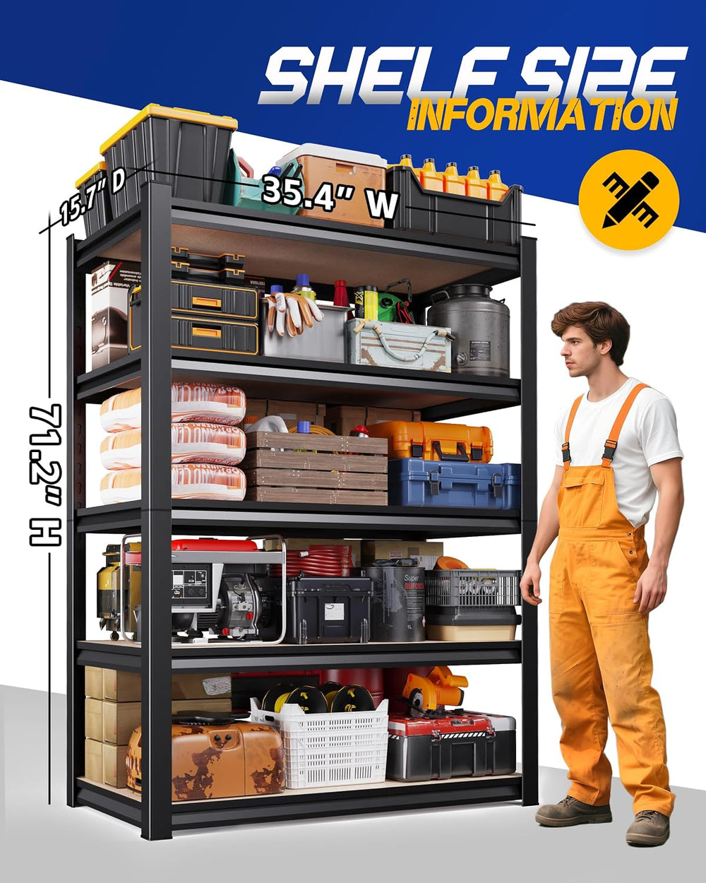 Set of 3 Garage Shelving Heavy Duty Storage Shelves, Adjustable Metal Shelvin...