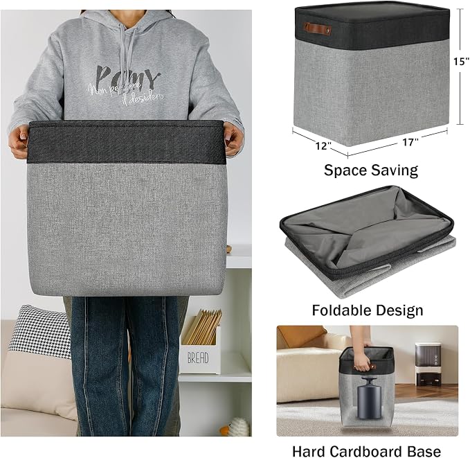DULLEMELO Grey Storage Baskets for Organizing 3 Pack Fabric Shelf Baskets for - Image 2