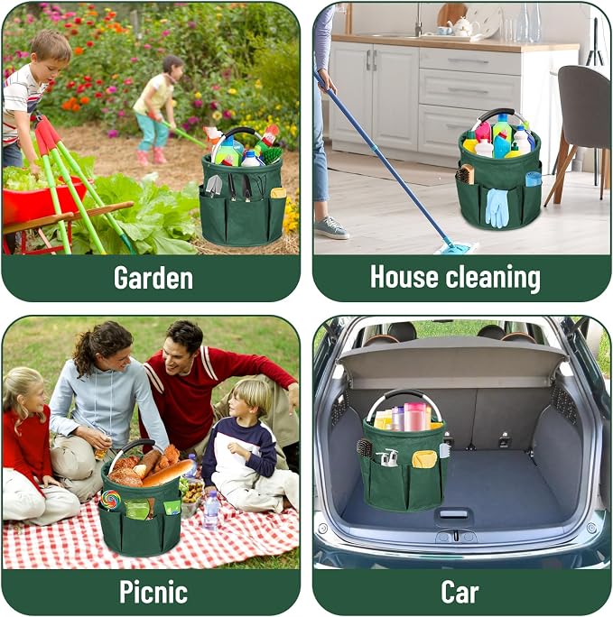 Qivine 17L Cleaning Caddy with Handle, Cleaning Supply Caddy Foldable Cleaning - Image 6