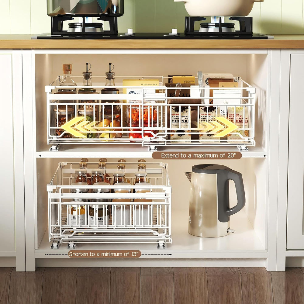 NETEL 2 Pack Expandable Pull Out Cabinet Organizer, 15" Deep