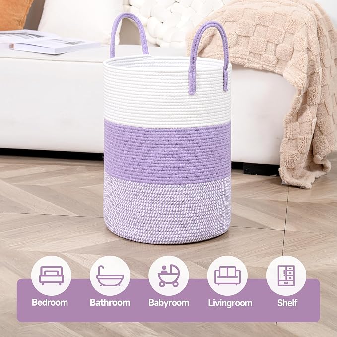 CLHMILY&Z 40L Laundry Basket Round Storage Rope Basket - Image 3
