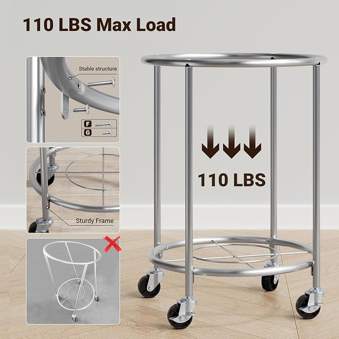 ELYKEN Laundry Basket with Wheels, 170L Rolling Laundry Hamper with Removable - Image 5