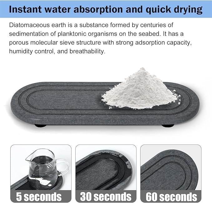 2PCS Water Absorbing Stone Tray, Fast Drying Diatomite Stone Sink Tray - Image 4