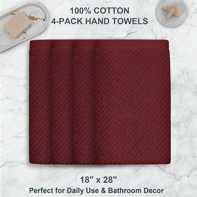 VOOVA & MOVAS Hand Towels for Bathroom Set of 4, Large 18" x 28" - Image 4