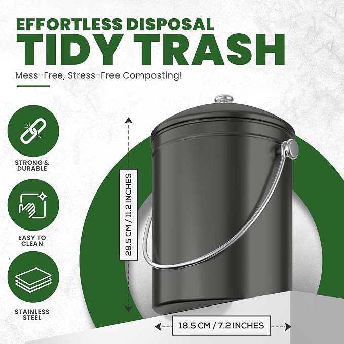 Utopia Kitchen Compost Bin for Kitchen Countertop, 1.3 Gallon Compost Bucket - Image 3