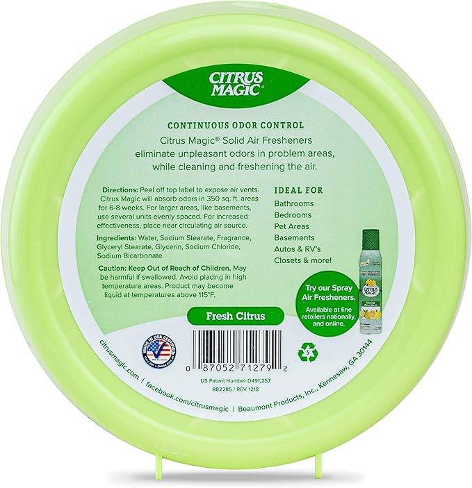 Citrus Magic Odor Absorbing Solid Air Freshener, Fresh Citrus - Image 3