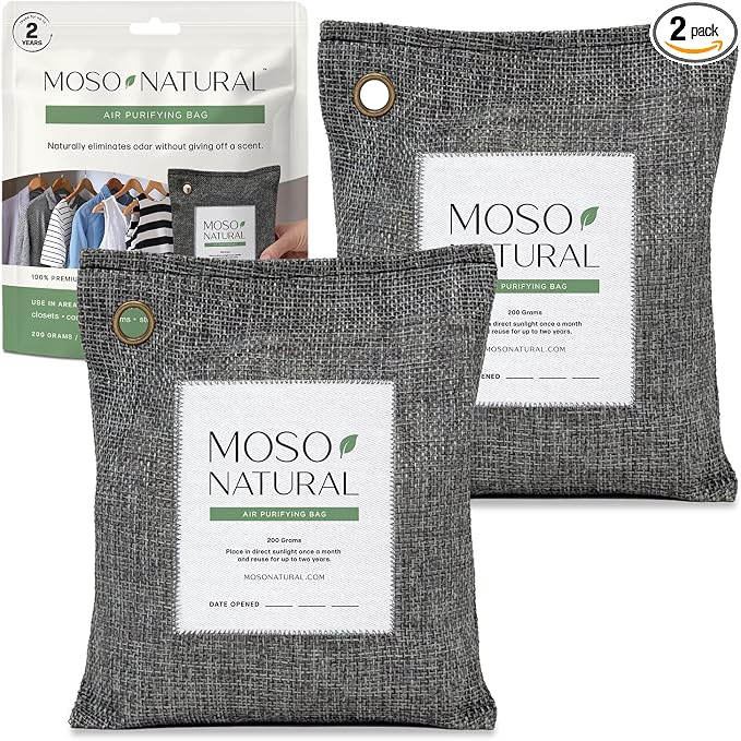 Moso Natural Air Purifying Bag 200g Bamboo Charcoal Odor Absorber by MosoNatural