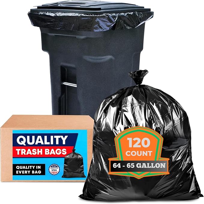Tasker 65 Gallon Trash Bags Heavy Duty | 120 Count | Extra Large 64 Gallon - Image 9