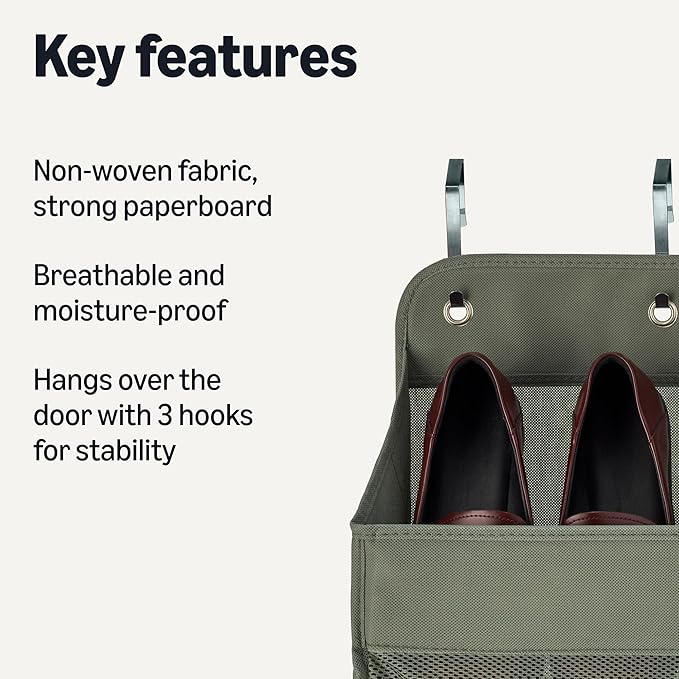 Amazon Basics 5 Tier Over the Door Organizer, 6.4 x 54.5 x 14.9 in, Dark Grey - Image 3