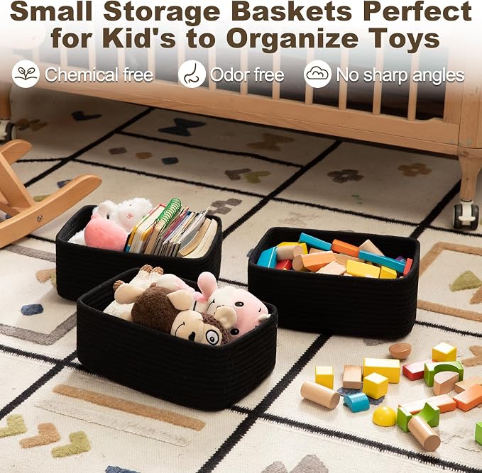 3 Pack Small Storage Baskets for Organizing, Cute Woven Decorative Gift Baskets - Image 3