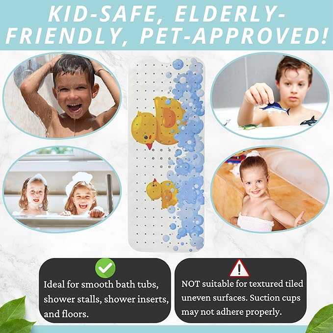 ENKOSI Kids Bath Mat 40x16 – Non-Slip Tub Bathmat Duck Print - Image 5