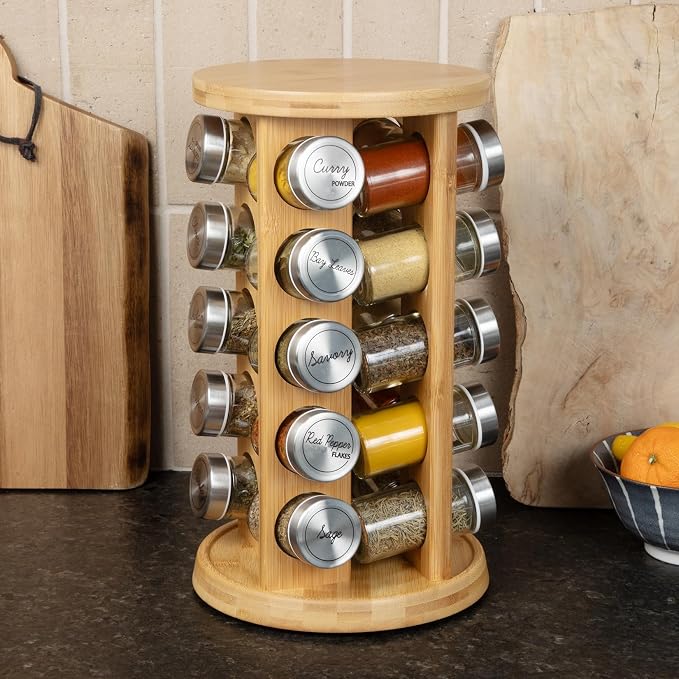 Orii 20 Jar Bamboo Spice Rack - Image 4