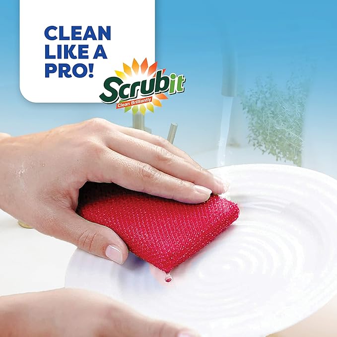SCRUBIT Multi-Purpose Dish Scrub Sponge, Non Scratch Scouring Pads, Cleaning - Image 6