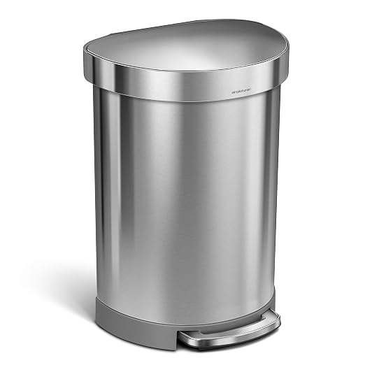 simplehuman 60 Liter Semi-Round Hands-Free Kitchen Step Stainless Steel Trash by Simplehuman