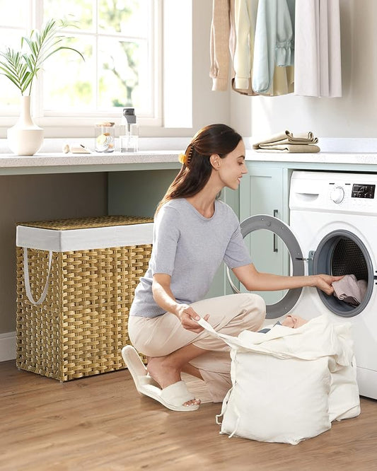 SONGMICS Laundry Hamper with Lid, 110L Clothes Hamper with 2 Removable Liner - Image 2