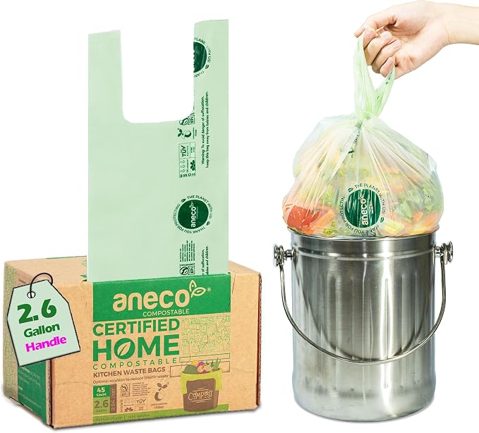 ANECO 100% Compostable Food Waste Bags 2.6 Gallon by ANECOCOMPOSTABLE