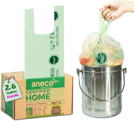 ANECO 100% Compostable Food Waste Bags 2.6 Gallon by ANECOCOMPOSTABLE