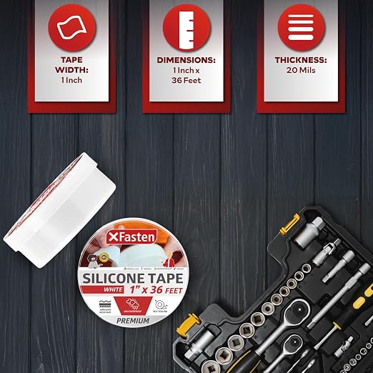 XFasten Self Fusing Silicone Tape Waterproof White – 1" x 36 Feet, Self - Image 2