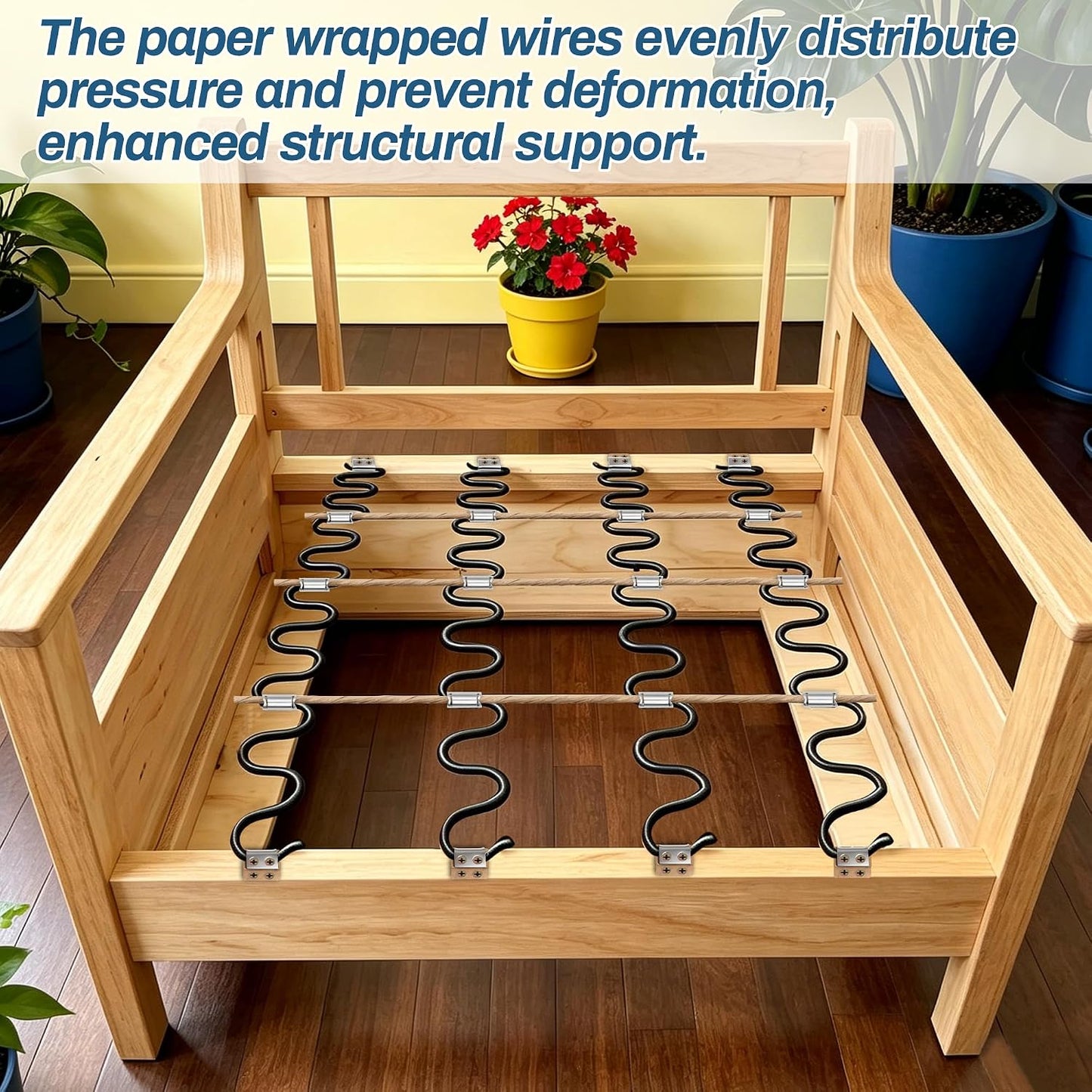 AHIER 25" 4 Pack Couch Spring Repair Kit, Sofa Supports for Sagging Cushions Upholstery Springs Seat Repair Replacement Kits - Includes 20ft Steel Stay Wire with 20 Clips, 10 Spring Clips, 40 Nails