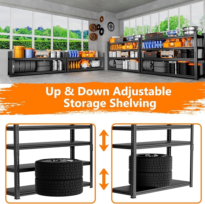 Storage Shelves Heavy Duty, 5-tier Adjustable Metal Industrial Utility Shelf - Image 6