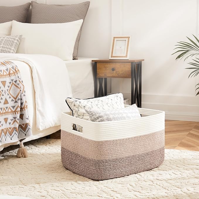 Blanket Basket, Rectangle Woven Baskets - Image 2