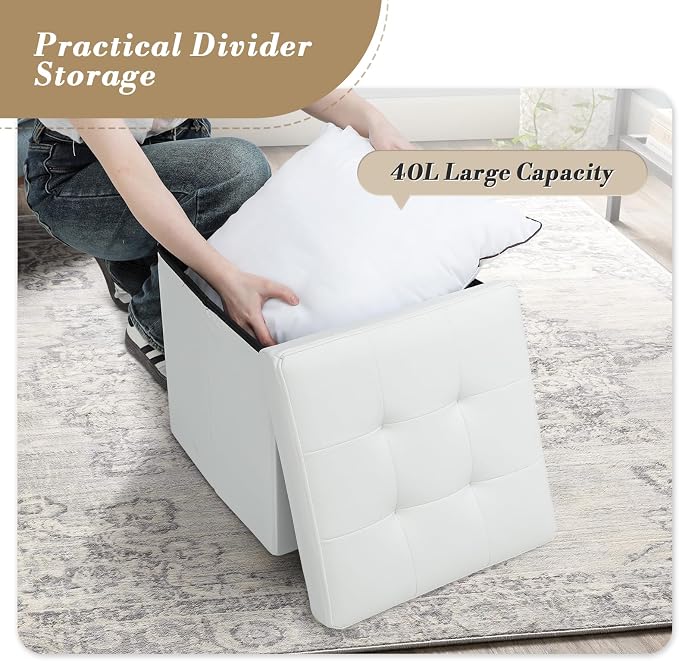 Athena Collection 15" Storage Ottoman Bench Folding Bench - Image 6