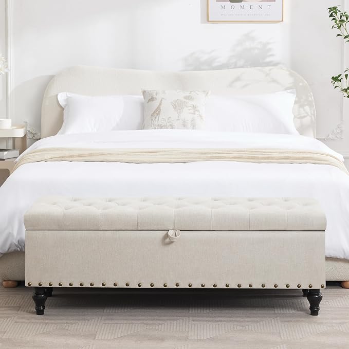 50" Storage Ottoman Bench, Tufted Ottoman - Image 6