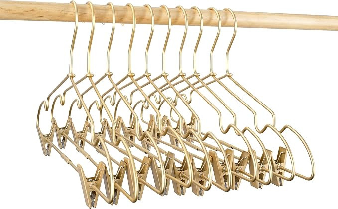 12.5" Gold Metal Baby Clothes Clips Hanger Children Kids Coat Hanger Display by Koobay