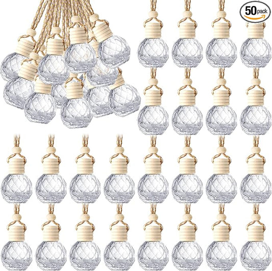BBTO 50 Pcs Hanging Car Air Freshener Car Diffuser Bottles Empty Glass Perfume by BBTO