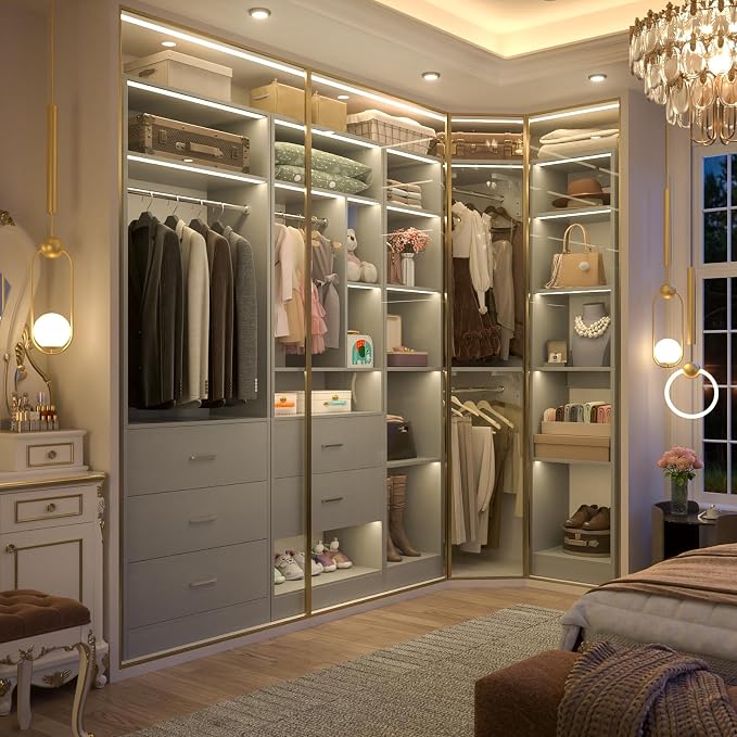 Corner Closet System with 5 Drawers, Closet Organizer System with 15+Shelvess & - Image 3