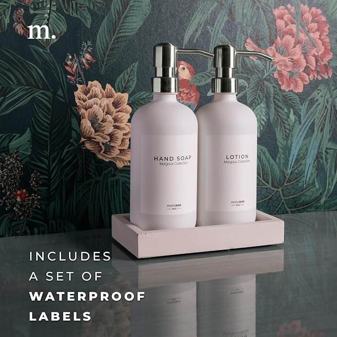 MaisoNovo Soap Dispenser 3-Piece Set | 16.9oz White Bottles - Image 6