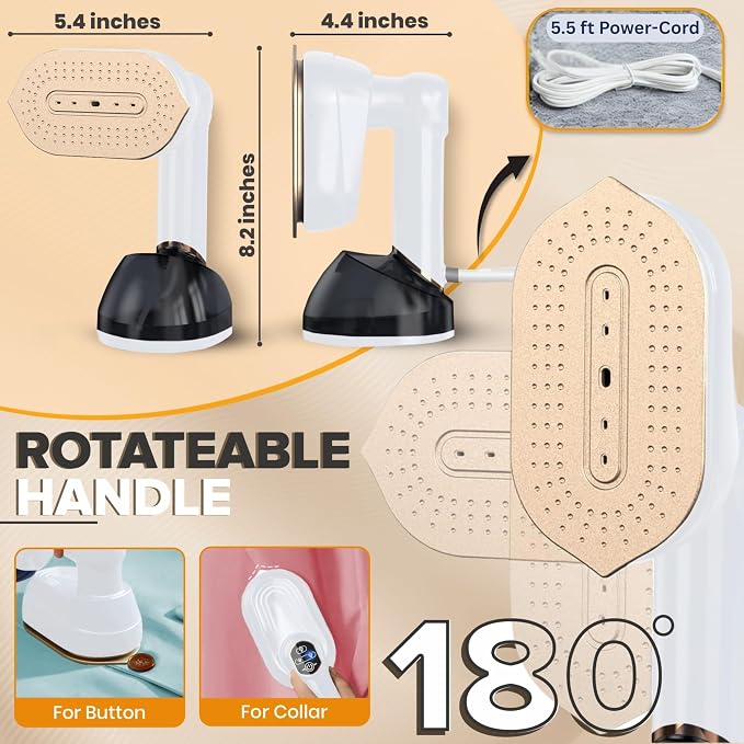 Humse Portable Steamer for Clothes – 2 in 1 Travel Steamer Iron For Clothes - Image 3