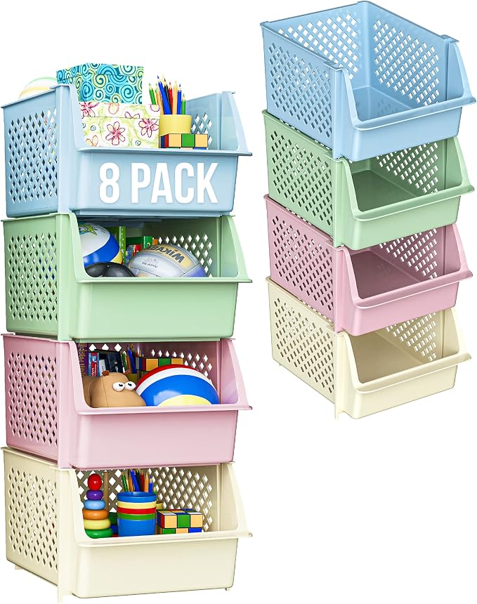 TidyFriend Plastic Stackable Storage Bins by Skywin