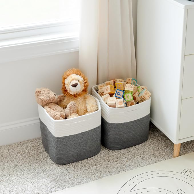 NaturalCozy Storage Cubes 11 Inch Cotton Rope Woven Baskets - Image 8