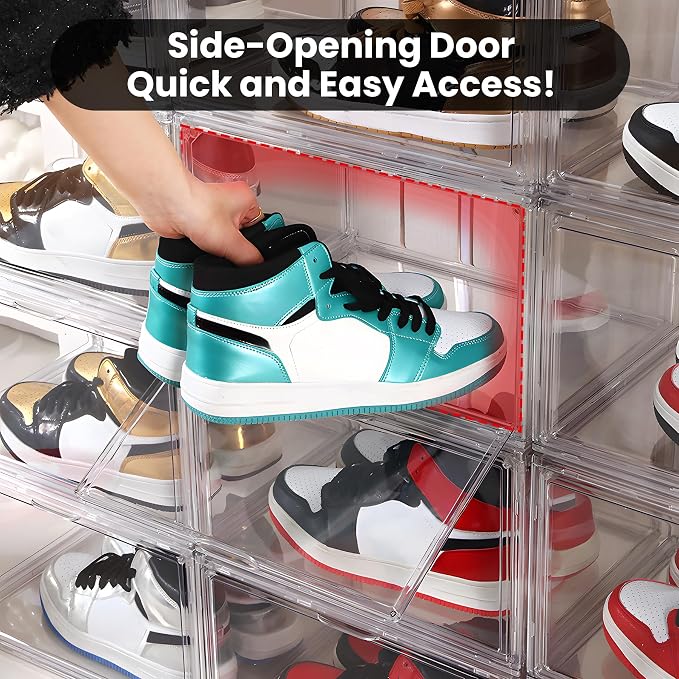 NYZE 12 Pack Acrylic Shoe Boxes Side Open, Shoe Storage Organizer - Image 4