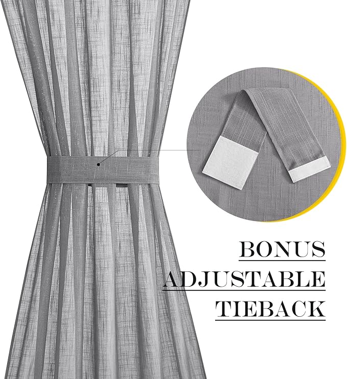 NICETOWN Linen French Door Curtains Privacy Light Reducing Window Coverings - Image 4