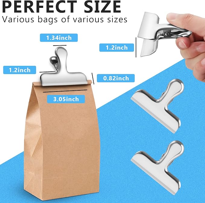 Chip Clips, 8 Pack Stainless Steel Chip Clips, Chip Clips Bag Clips Food Clips - Image 2