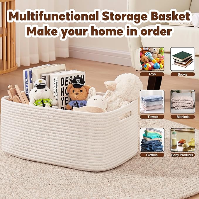 OIAHOMY Storage Basket for Shelves, Closet Cube Storage Bins Baskets for - Image 4