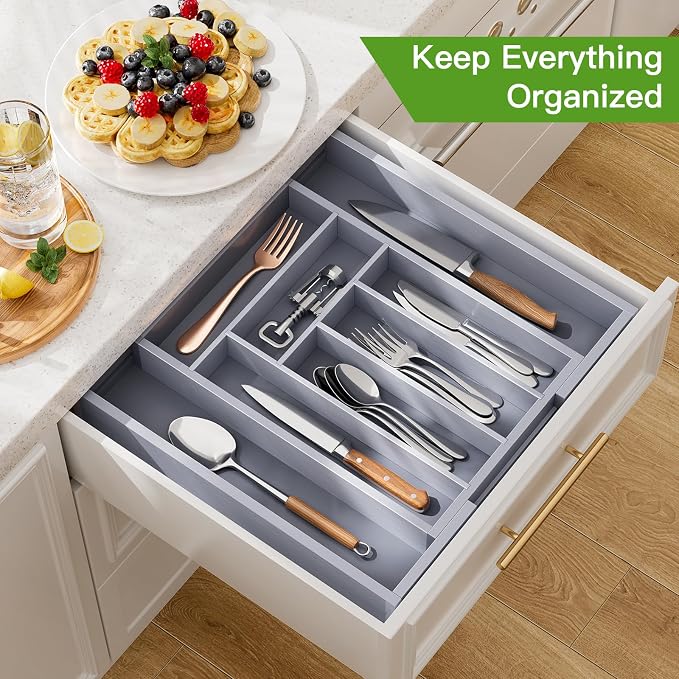 Pipishell Bamboo Expandable Drawer Organizer - Image 3