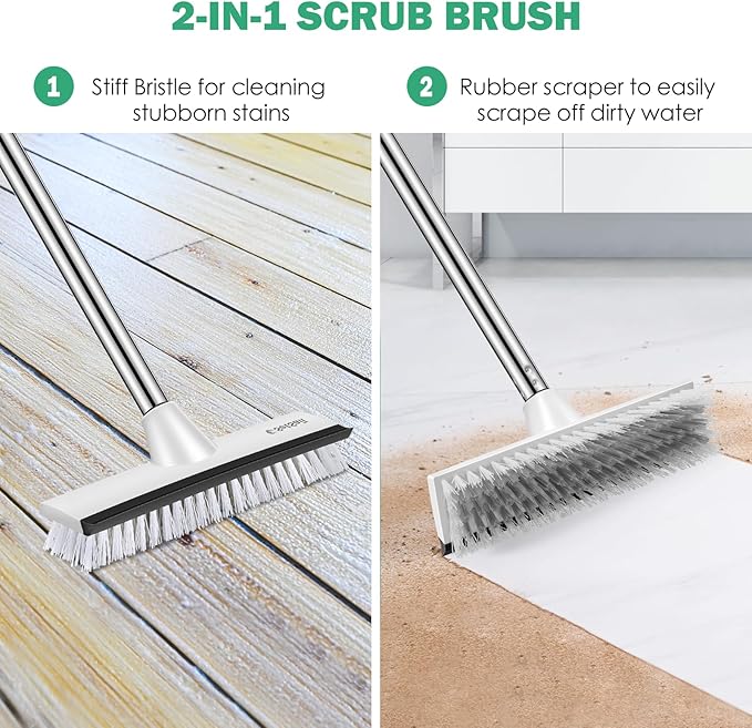 SetSail Floor Scrub Brush with 51-Inch Long Adjustable Handle 2 in 1 Scrape - Image 4