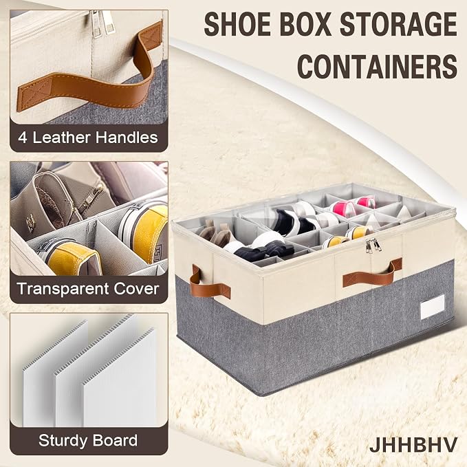1 Pack Shoe Organizer for Closet, Adjustable Shoe Box Storage Containers - Image 4