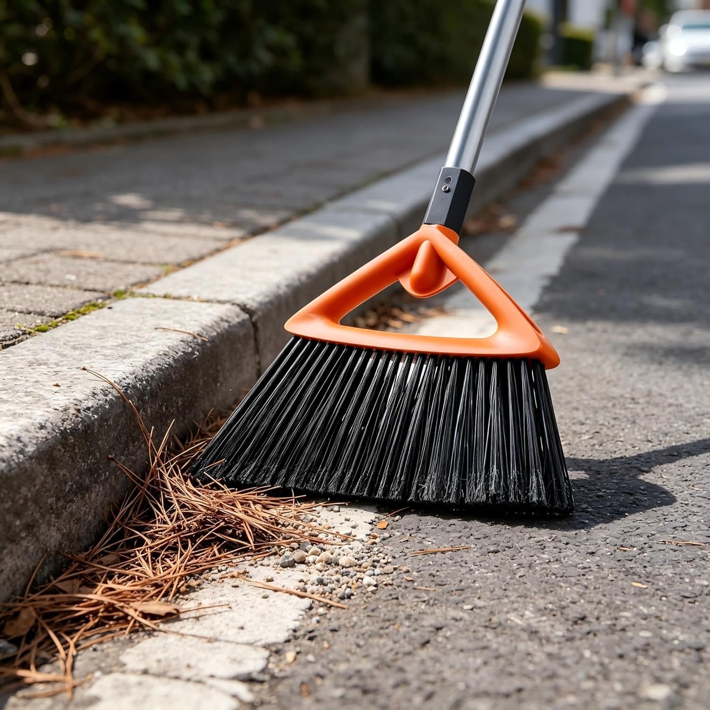 CLEANHOME Outdoor Brooms for Sweeping Patio, Commercial Grade Heavy Duty Broom with Stiff Bristle for Sweeping Garage,Deck,Kitchen,Straw, Outside Broom for Cleaning Pet Hair,Weeds,Leaves,Grey