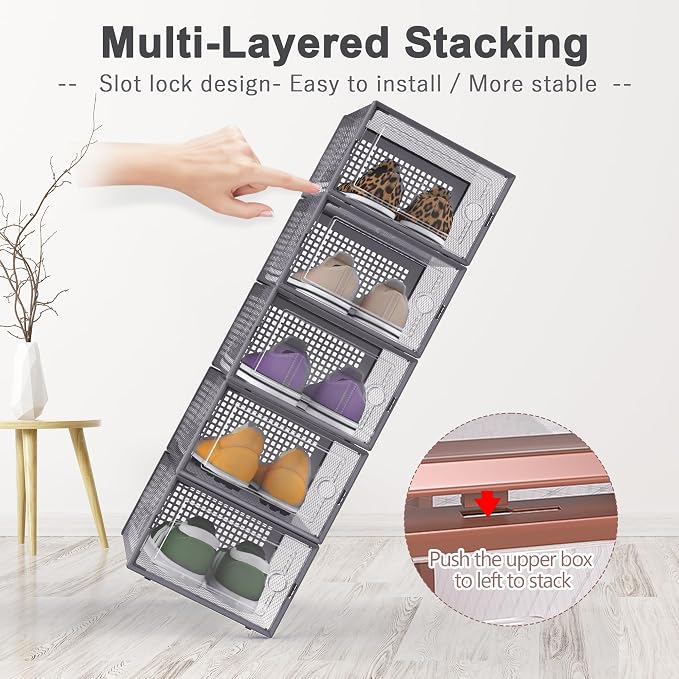 Kuject Large Shoe Organizers Storage Boxes - Image 2